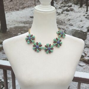 🎁Gift Idea🎁Floral Statement Necklace in Green and Purple